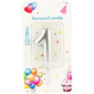 Свеча Horizon Candles для торта Цифра 1 металлик