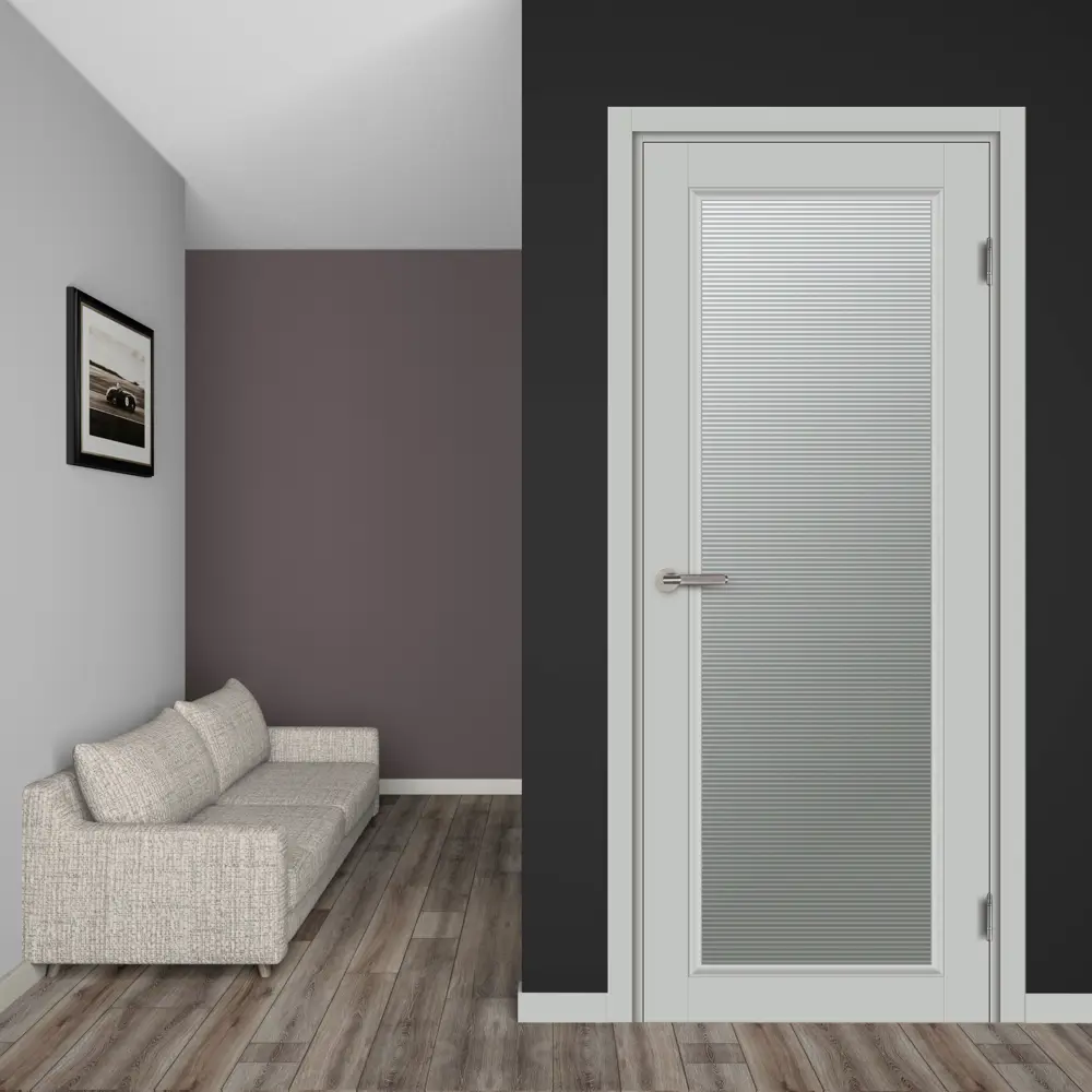 Комплект двери Лион со стеклом 80x200 см Hardflex цвет серый жемчуг без доборов МАРИО РИОЛИ STLM-2109339 - Вид №1