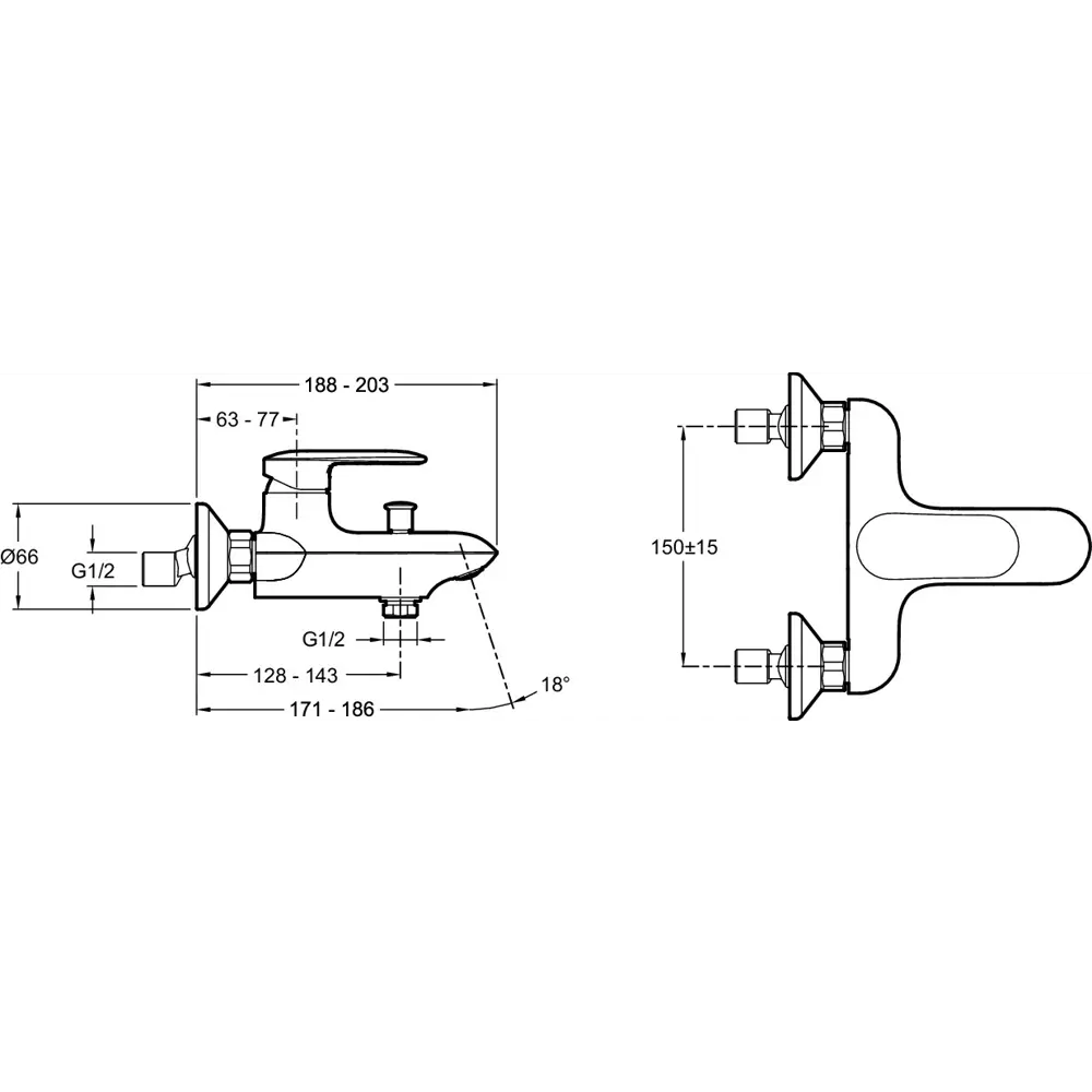 Смеситель для ванны Jacob Delafon Kumin однорычажный цвет хром STLM-2081659 - Вид №5