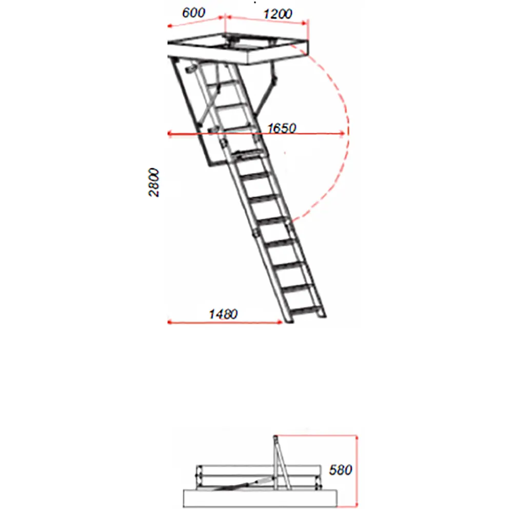 Лестница чердачная складная с секциями ALU 60x120x280 см OMAN STLM-2154079 - Вид №6