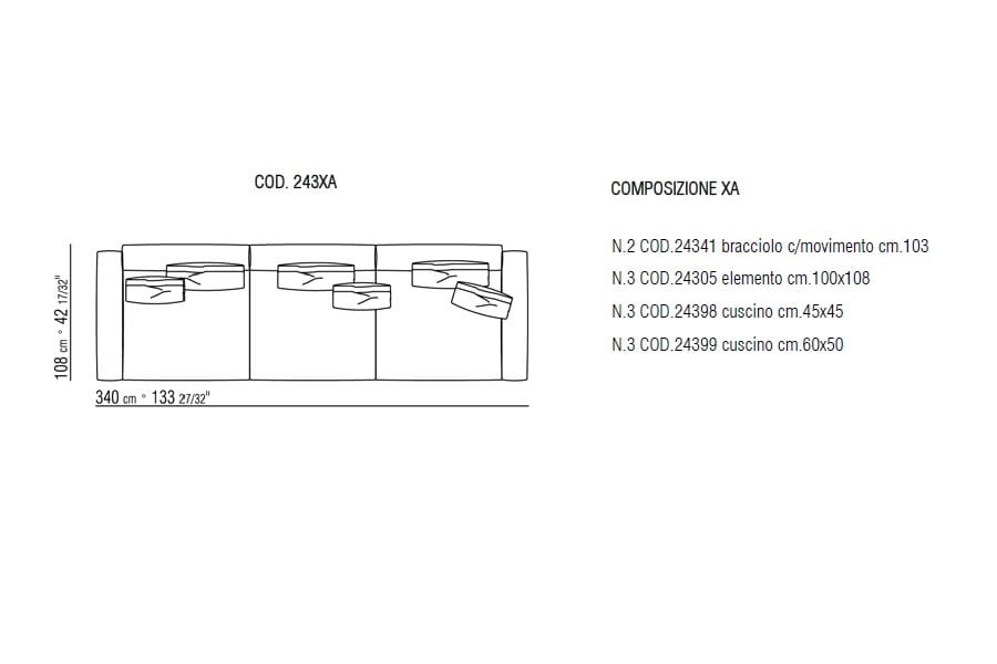 3-местный тканевый диван Flexform Newbridge ARCH-00108151 - Вид №4