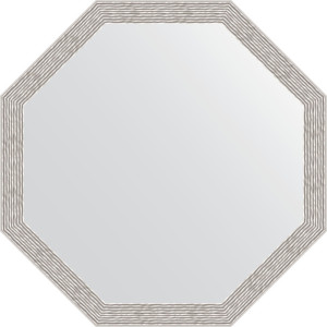 BY 3960 Зеркало в багетной раме - волна алюминий 46 mm EVOFORM Octagon