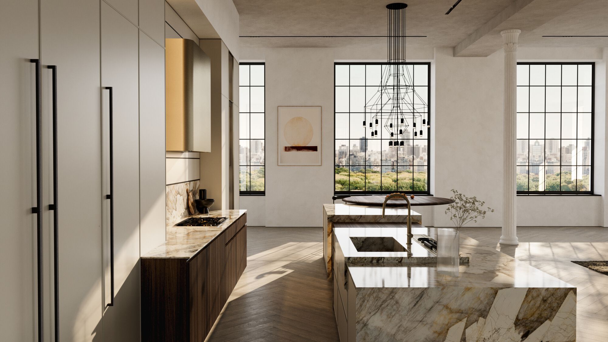 Лакированная кухня с островом и каменной столешницей Патагонии Floritelli Cucine FRAME ARCH-00034636 - Вид №11