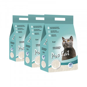 ПР0024726*3 Наполнитель для кошачьего туалета Regular комкующийся экстра белой глины 6кг (упаковка - 3 шт) Pro Cat