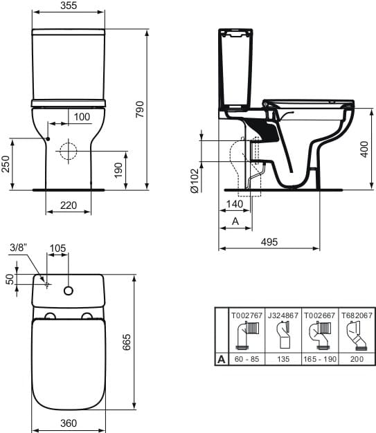 Напольная внешняя кассета керамический туалет Ideal Standard ARCH-00121477 - Вид №2