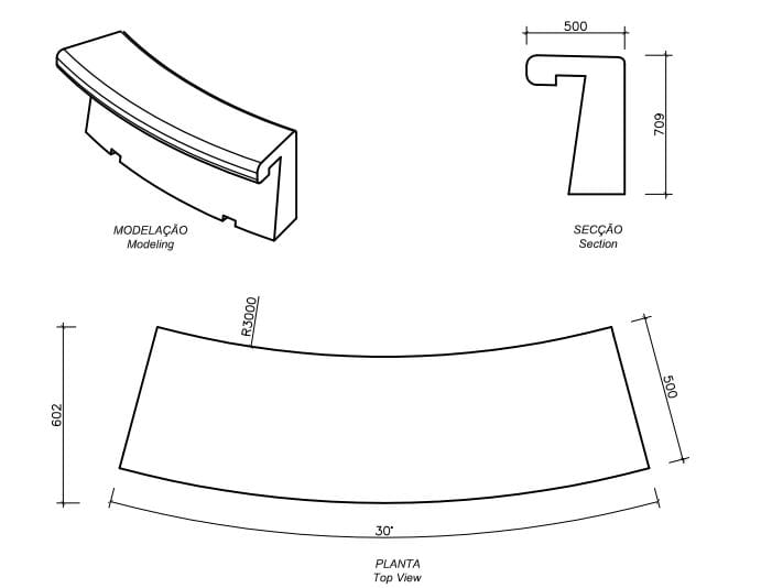 Модульная изогнутая бетонная скамья amop Benavente ARCH-00077555 - Вид №4