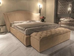 Longhi Двуспальная кровать из кожи с обитым изголовьем Loveluxe W 805