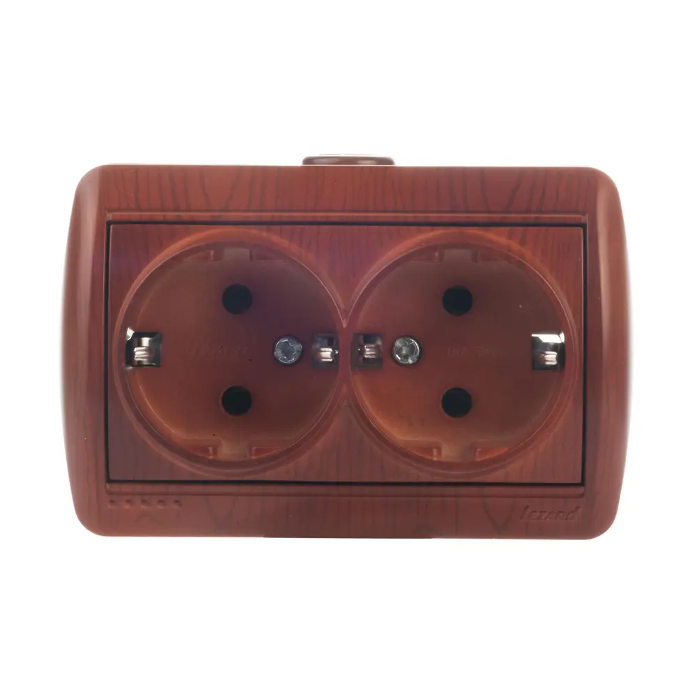 Розетка керамическая Lezard Nata, 2 разъема, с заземлением, цвет вишня STLM-2060527