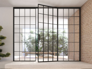 Стеклянная и алюминиевая перегородка