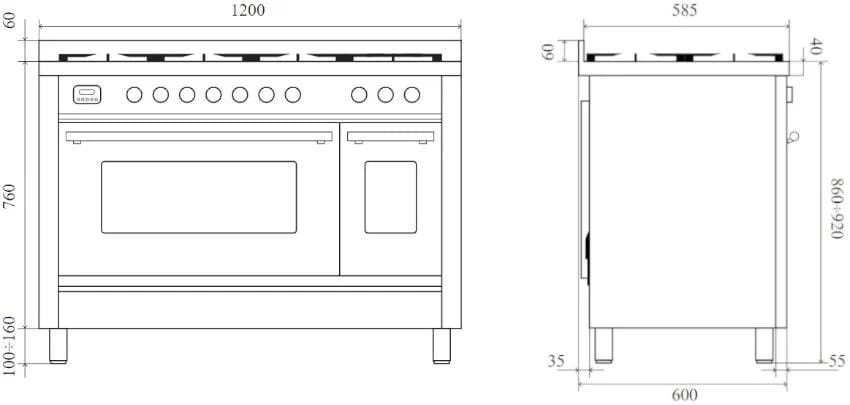 Стальная отдельно стоящая кухня с индукционной плитой Ilve Professional Plus ARCH-00149504 - Вид №2