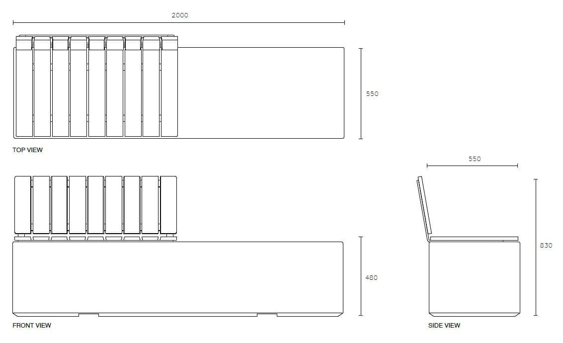 Модульная бетонная скамья со спинкой SIT Box to Box ARCH-00100946 - Вид №10