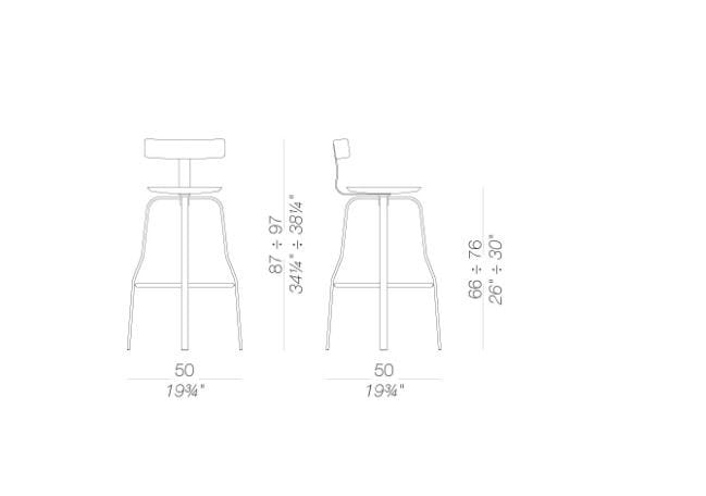 Высокий стул из стали и дерева со спинкой Lapalma круглый ARCH-00098421 - Вид №10