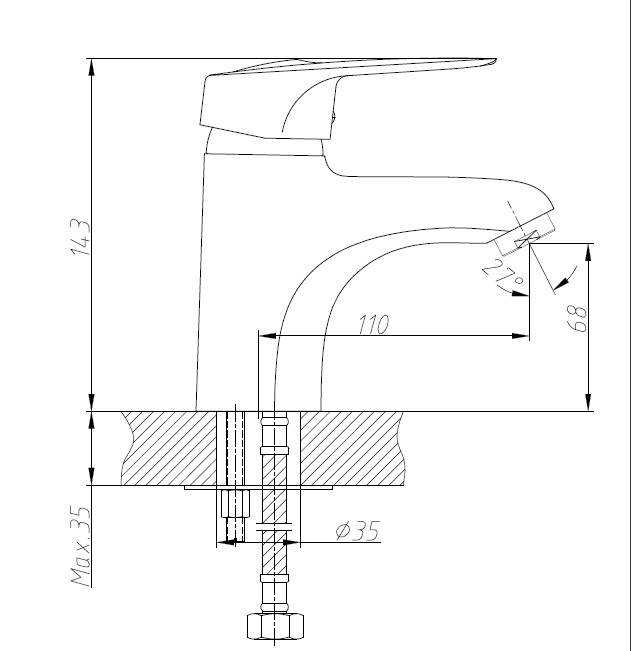 HB1004 Смеситель для раковины , хром Haiba  - Вид №2