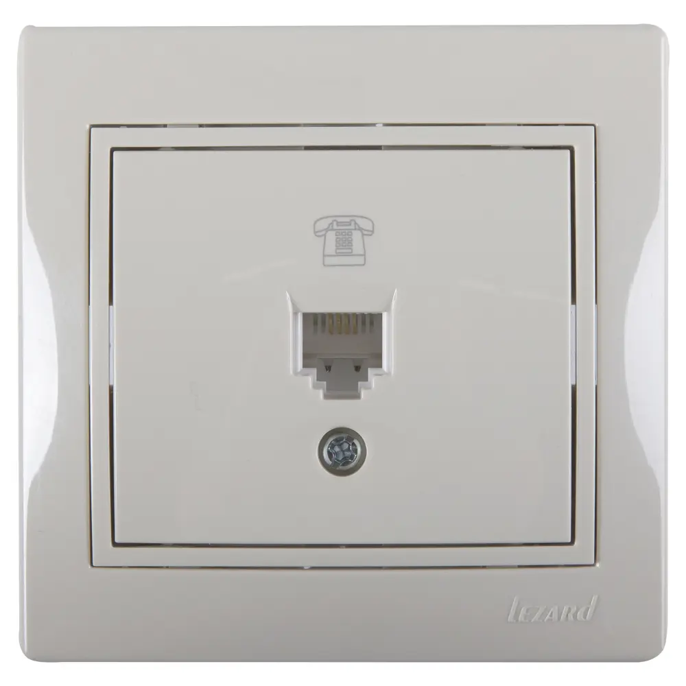 Розетка Lezard Mira, евро, телефонная, с вставкой, кремовая STLM-2148054