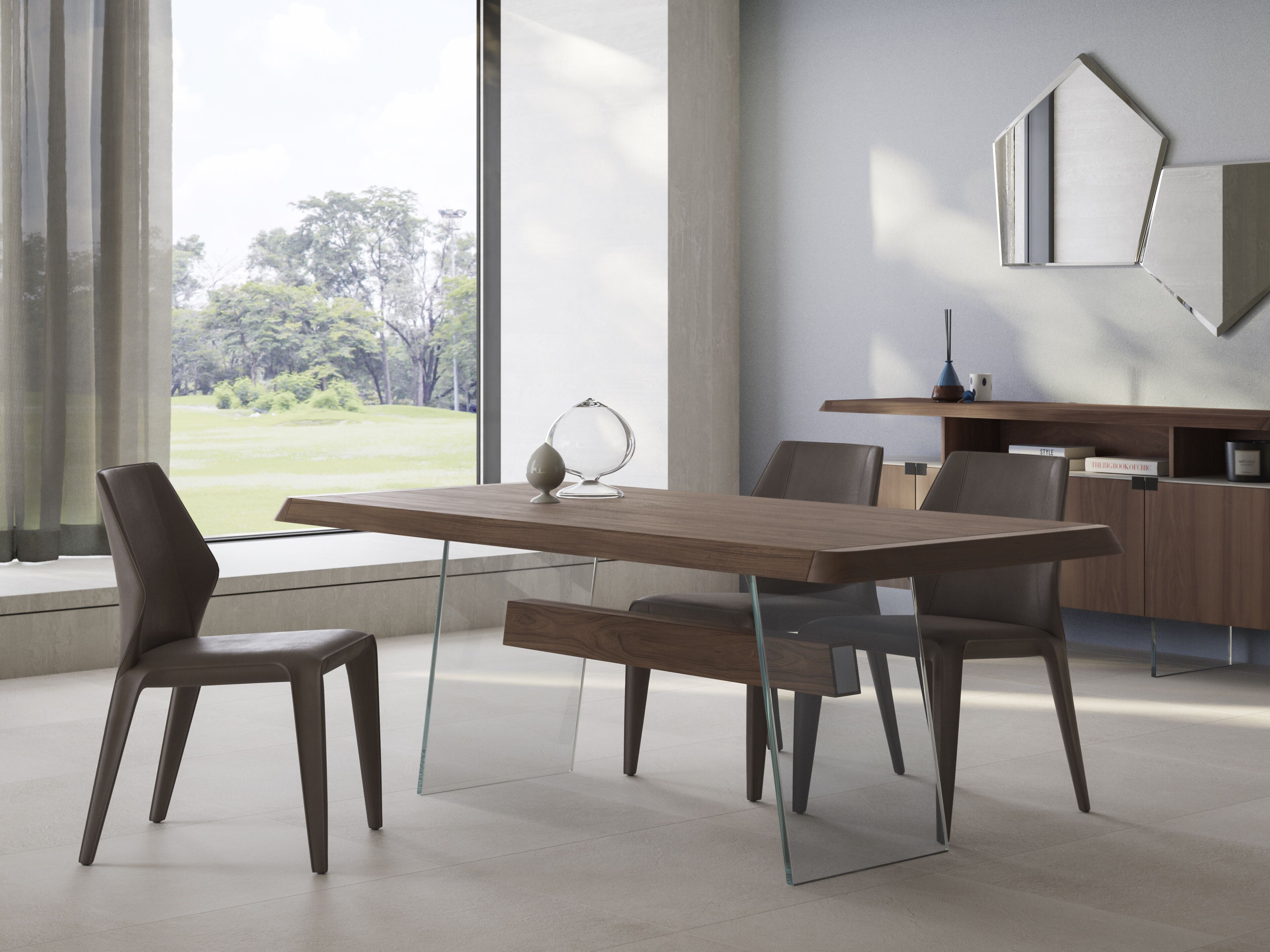 Прямоугольный стол из дерева и стекла Natuzzi Italia Phantom ARCH-00134688 - Вид №4