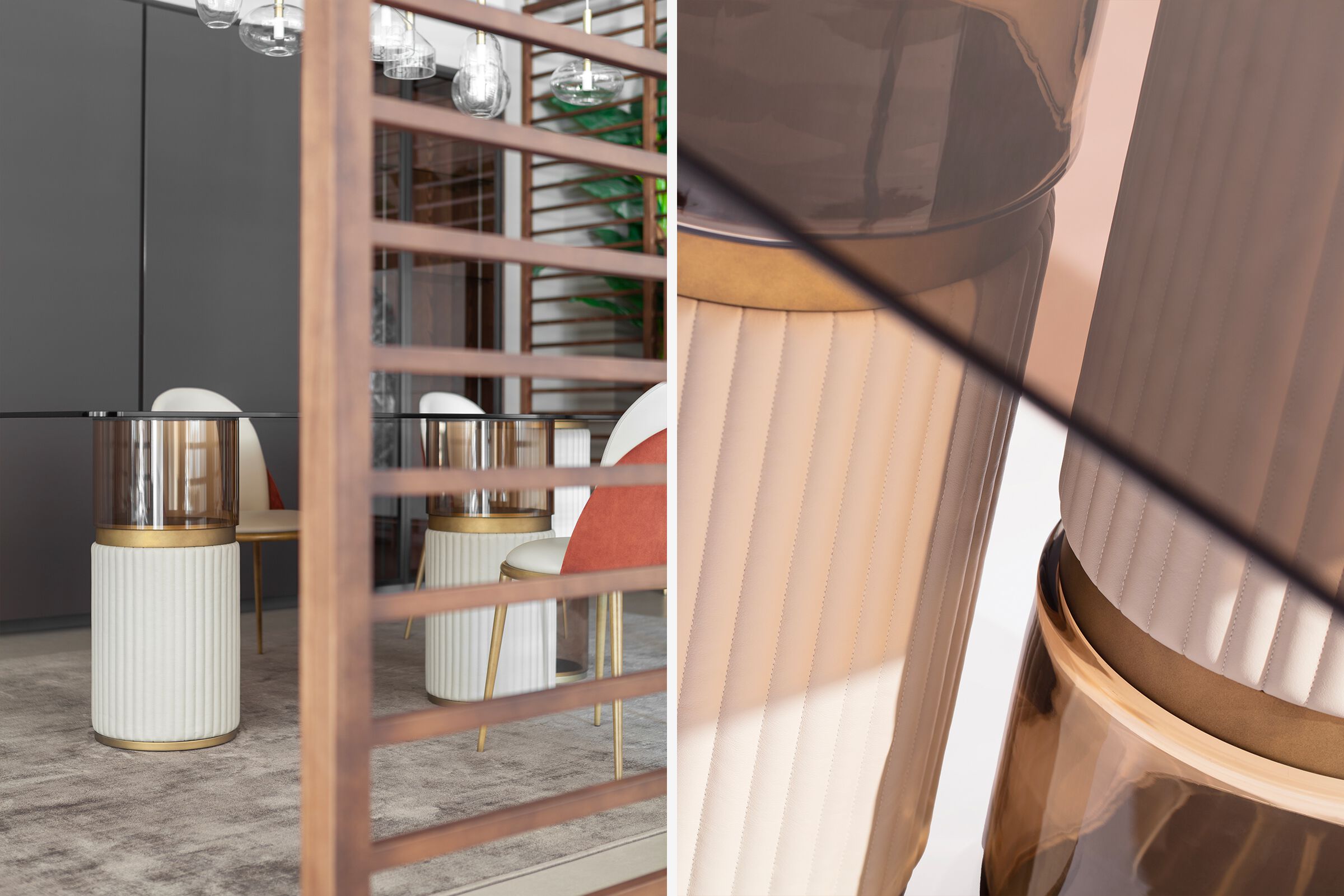 Прямоугольный стеклянный стол с кожаными основаниями Carpanese Home Identity ARCH-00106424 - Вид №2