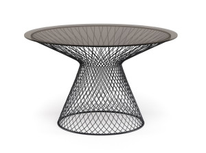 Круглый стальной и хрустальный садовый стол