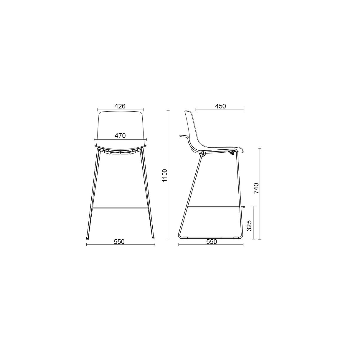 Пластиковый барный табурет с подставкой для ног Sitland Milos ARCH-00140861 - Вид №4