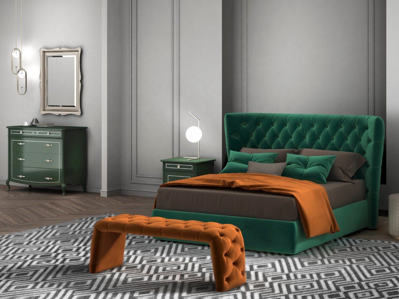 Двуспальная мягкая кровать из ткани с капитонным изголовьем CASA +39 FLY ARCH-00026776 - Вид №1