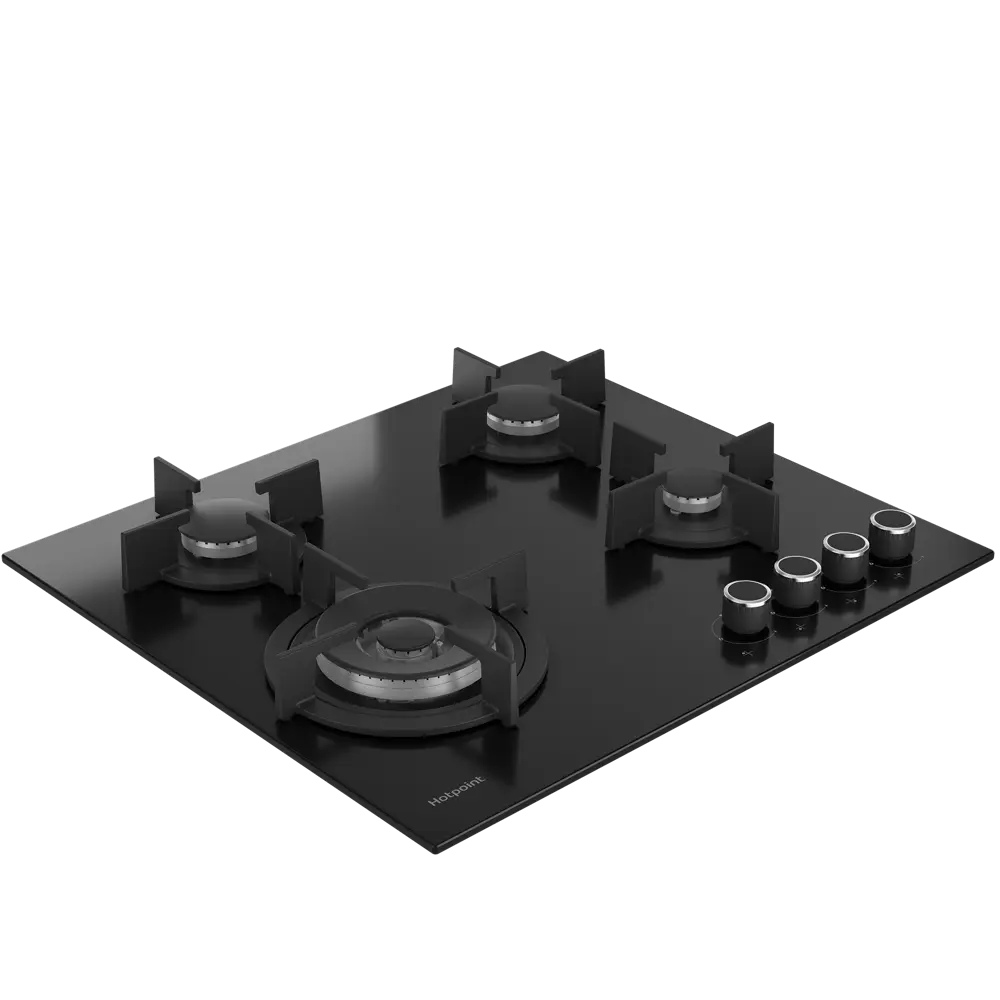 Газовая варочная панель Hotpoint HG 62I/BK 59 см 4 конфорки цвет черный STLM-2020682 - Вид №2