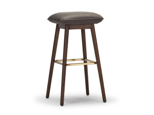 Высокий стул из кожи и ясеня с подставкой для ног