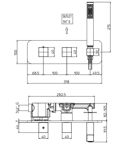 Хромированный латунный термостатический смеситель для ванны Bossini Aki ARCH-00121885 - Вид №2