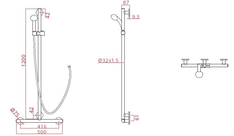 Т-образная ручка с вертикальным свободным положением с душем Goman Leonardo Deluxe ARCH-00106474 - Вид №2