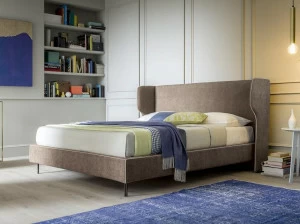 Felis Кровать для хранения из мягкой ткани в современном стиле с обитым изголовьем Bedstories#2
