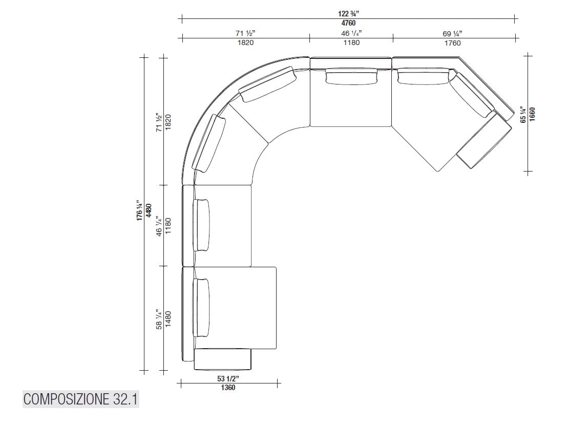 Кожаный диван с полуостровом Lema Venise ARCH-00001213 - Вид №24