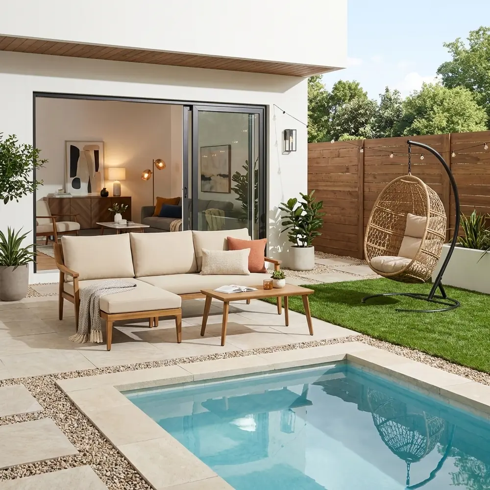 Набор садовой мебели для отдыха с подушками BEGINIA Komito Алюминий Стол, диван Бежевый; Коричневый STLM-2043319 - Вид №14