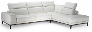 Natuzzi Секционный кожаный диван с шезлонгом с подголовником