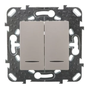 Выключатель встраиваемый Systeme Electric Unica 2 клавиши с подсветкой, цвет белый