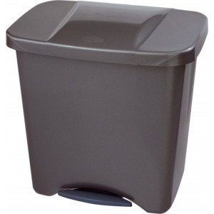 241629 DENOX Ведро мусорное для раздельного сбора отходов с внутренним разделением на 1, 2 или 3 секции с педалью и крышкой 50 л. Темно серый - металлический