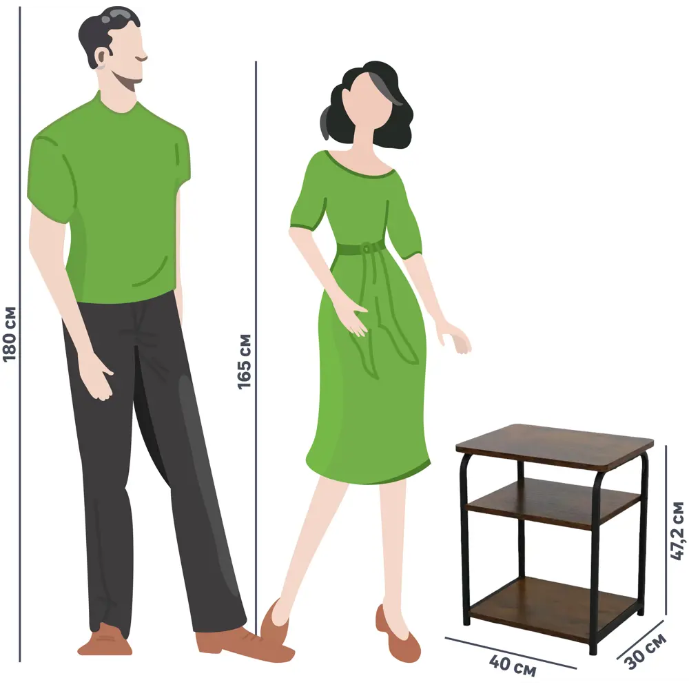 Столик кофейный на 2 полки 40x30x47 см цвет черный дуб DREAM RIVER STLM-2101895 - Вид №4