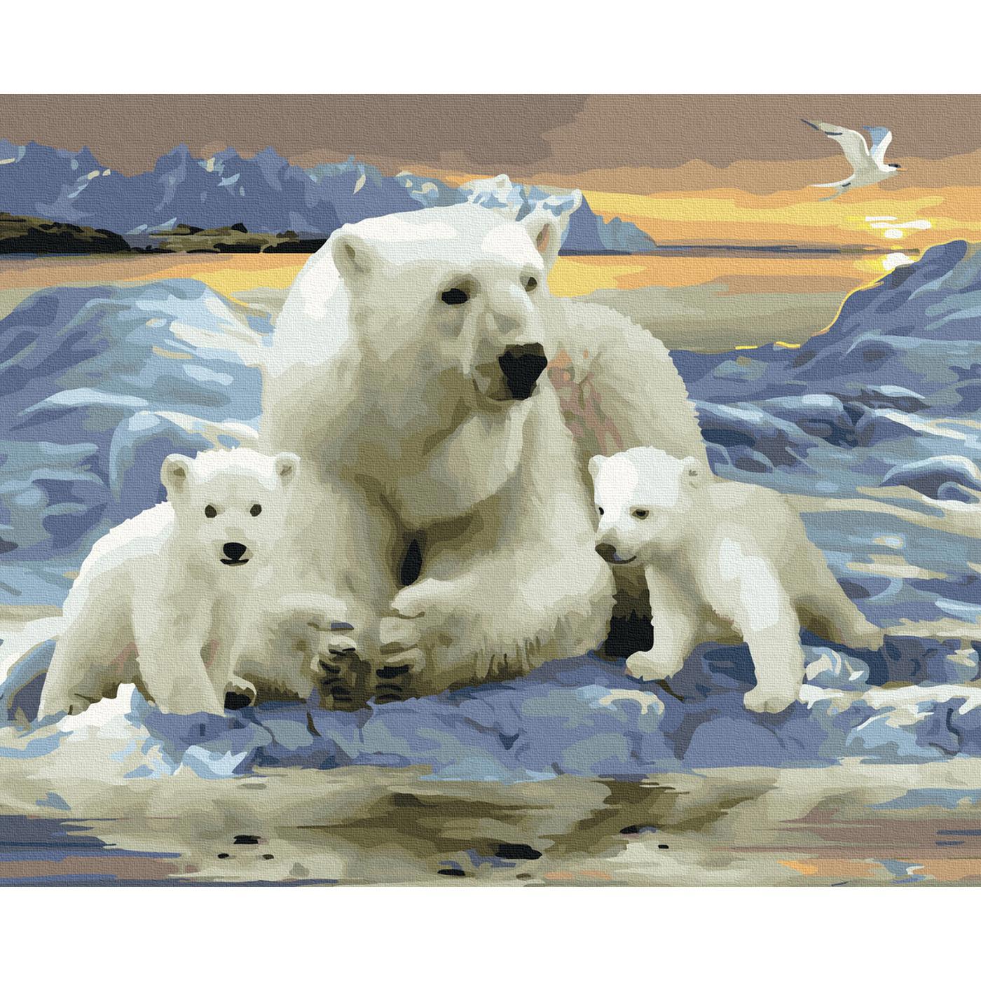 90305052 Картина по номерам 40х50 см Цветной холст Белые полярные медведи (30 цветов) STLM-0176445 MOLLY