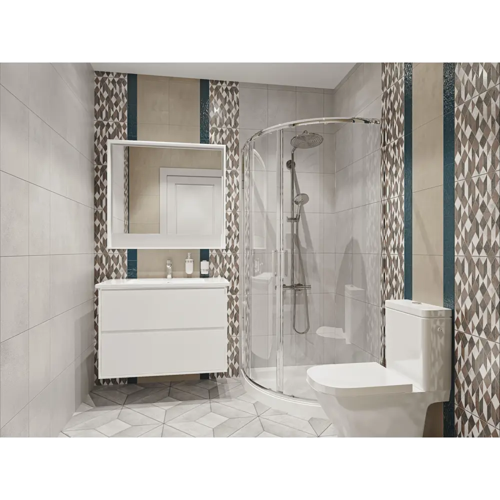 Плитка напольная Stone Деко 41.8x41.8 см, 1.75 м2, цвет светло-серый BELANI STLM-2058659 - Вид №2