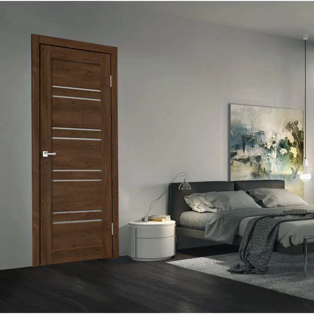 Комплект двери Лайн 1 со стеклом 90x200 см Hardflex цвет дуб тернер венге без доборов 89429283 STLM-2002762 VELLDORIS  - Вид №1
