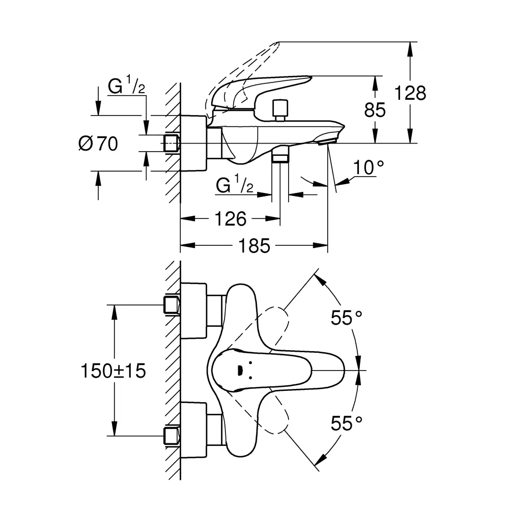 Смеситель для ванны Grohe Eurostyle 23726LS3 однорычажный цвет белый STLM-2152932 - Вид №5