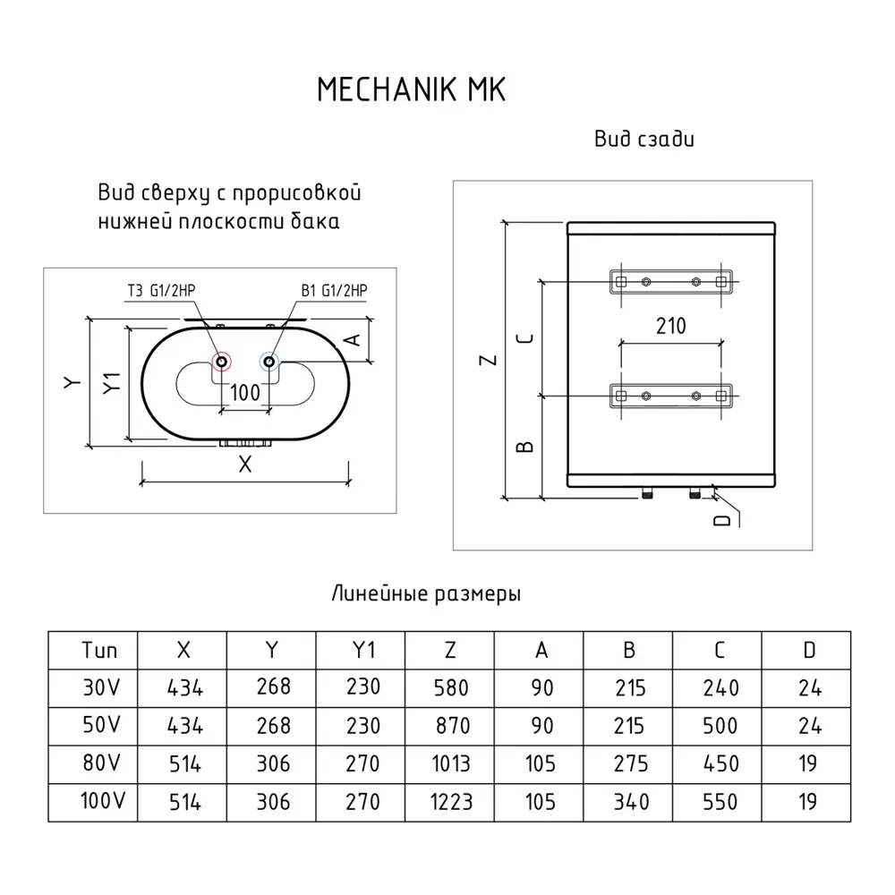 Накопительный водонагреватель электрический 30 л Thermex MK 30 V 151 001 2 кВт нержавеющая сталь мокрый ТЭН STLM-2043183 - Вид №1