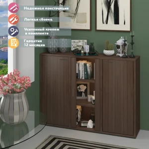 91552582 Стеллаж с секциями Мэрдэс 145x109x34 см нагрузка до 15 кг ЛДСП цвет шоколад STLM-1544689