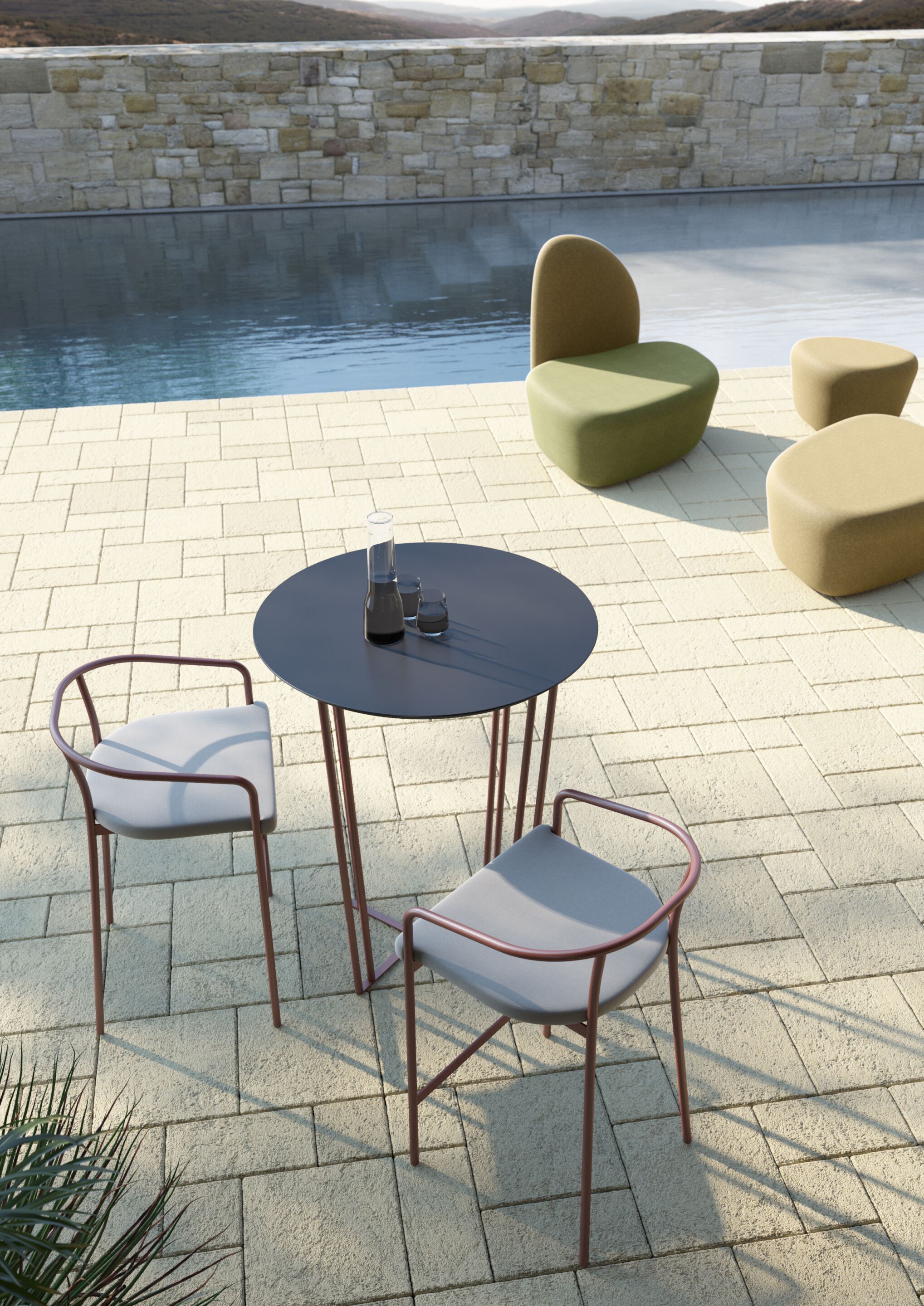 Окрашенный металлический высокий стул с подлокотниками BBB Giotto ARCH-00018599 - Вид №4