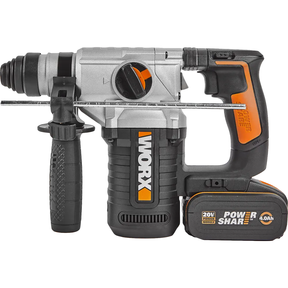 Перфоратор аккумуляторный SDS-plus Worx WX392, 20 В Li-ion 2x4 Ач, 2.2 Дж STLM-2159529 - Вид №1