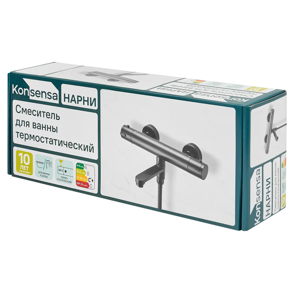 Смеситель термостатический KONSENSA Нарни YH5418-1PC с изливом цвет черный матовый STLM-2116430 - Вид №10