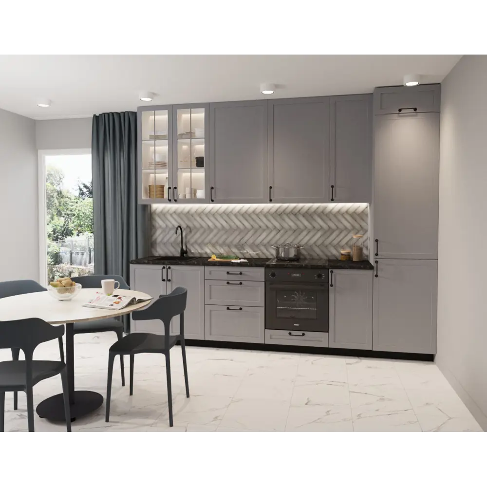 Фасад кухонный Ньюпорт 40×102 см серый матовый МДФ 89340619 DELINIA ID STLM-1575100 - Вид №1