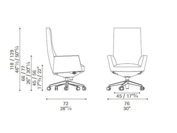 Офисное кресло с кожаным откидывающимся креслом с 5 спицами Poltrona Frau офис-офисные кресла ARCH-00027536 - Вид №4