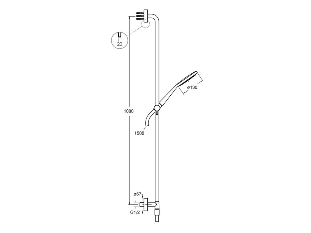 Подъемный стержень с ручным душем CRISTINA Rubinetterie дополнения для душа / ванны / умывальника-Shower &amp ARCH-00102664 - Вид №2