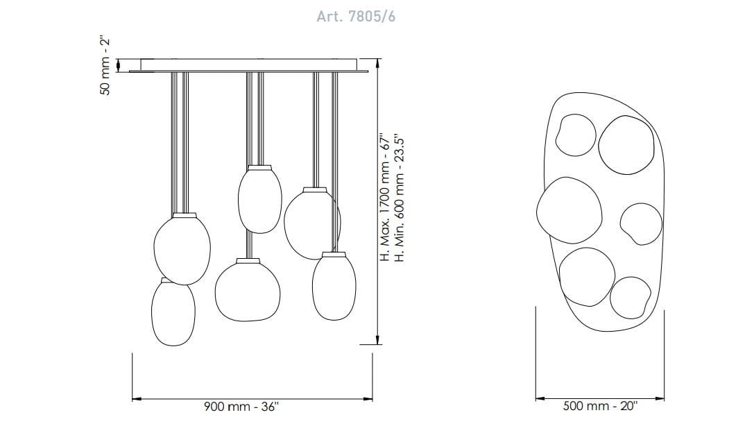 Подвесной светильник из дутого стекла и металла Patrizia Volpato Камень ARCH-00103808 - Вид №12