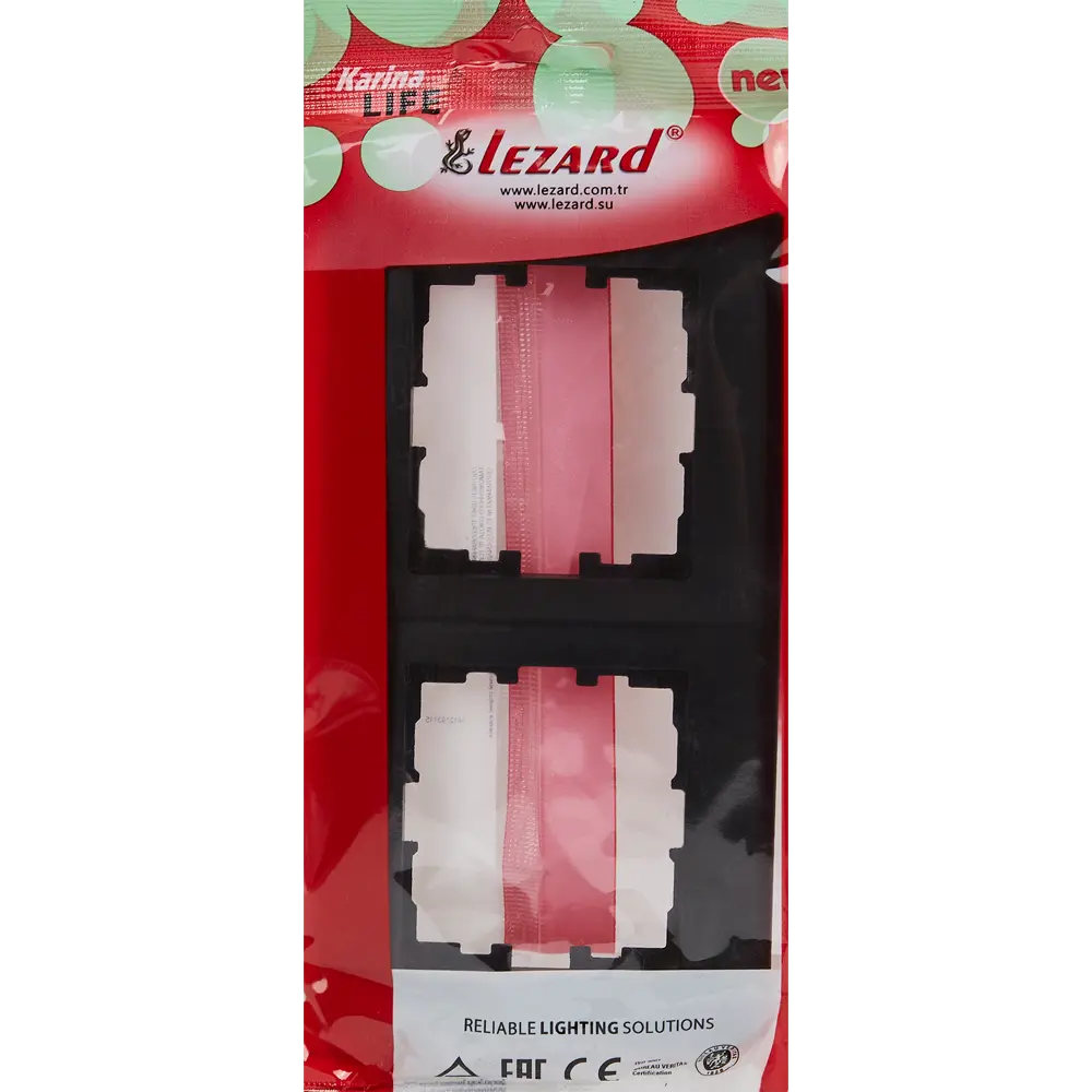 Рамка для розеток и выключателей Lezard Karina Life 2 поста горизонтальная цвет черный бархат STLM-2194655 - Вид №2