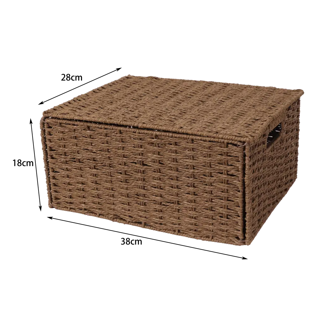 Корзина с крышкой Konsensa 38x28x18 см бумага цвет коричневый 89439469 STLM-2139474 