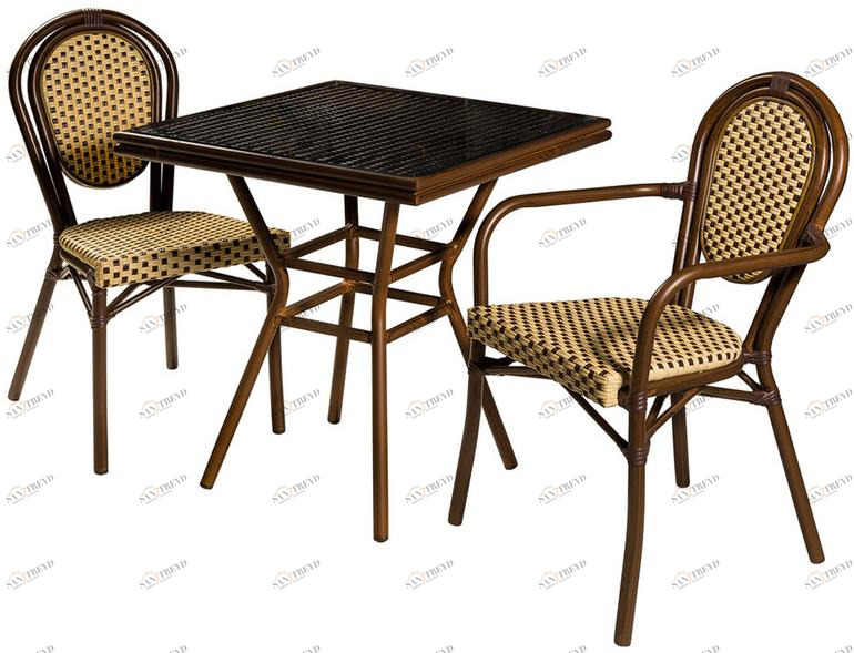 1685 Стол Патонг Glass Rattan 70*70 R-HOME 870301